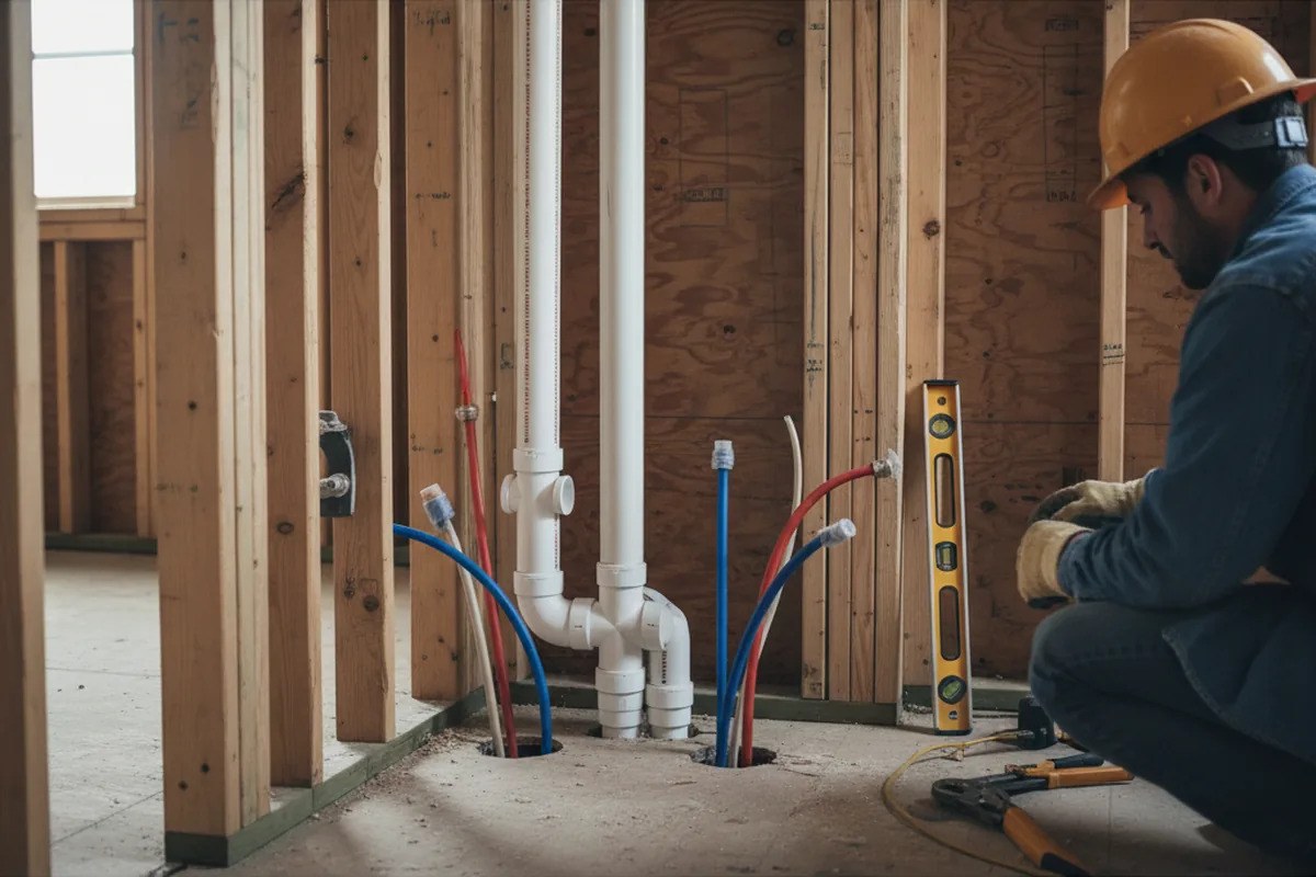 Drain and supply rough-in during Toilet Repair and Installation in Charles City