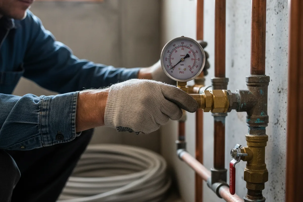 Pressure testing a repaired line during Water Line Repair in Charles City